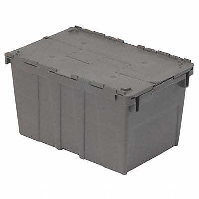 Attached Lid Container Gray Solid HDPE