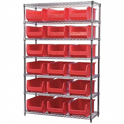 D5363 Bin Shlvng 18inx74inx48in Red