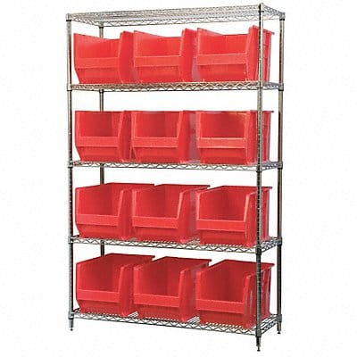 D5364 Bin Shlvng 18inx74inx48in Red