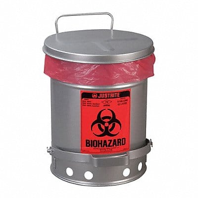 Biohazard Waste Container 6 gal Silver