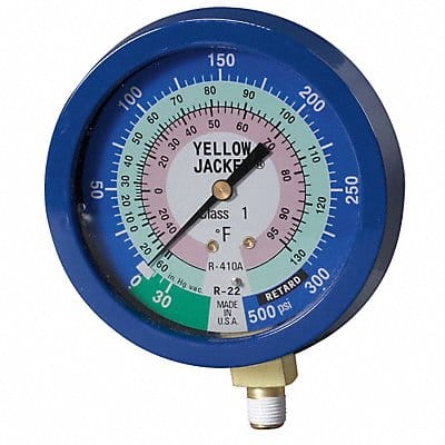 Gauge 3 1/8In Dia Low Side Blue 350 psi