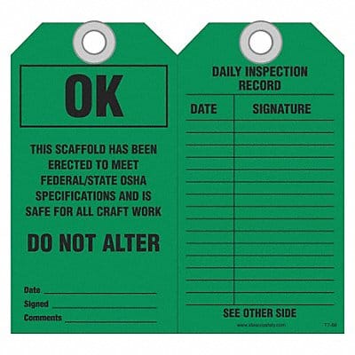 Scaffold Ok to Use Safety Tag PK10