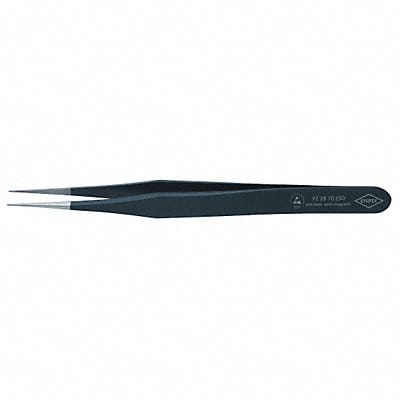 Tweezers ESD Straight 4-1/4 In SS Black