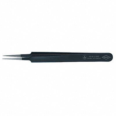 Tweezers ESD Needle 4-1/4 In SS Black