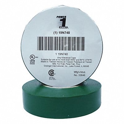 Elec Tape 66 ft Lx3/4 in W 7 mil Green