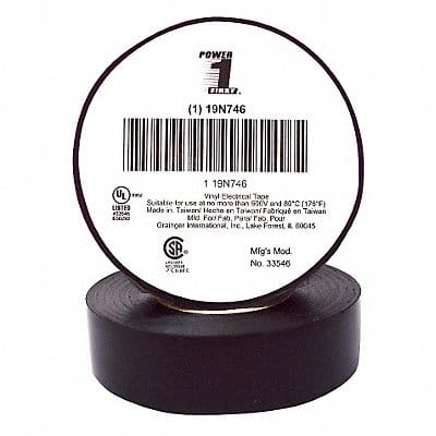 Elec Tape 60 ft Lx3/4 in W 7 mil Black