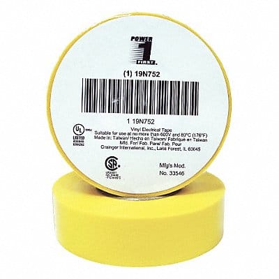 Elec Tape 60 ft Lx3/4 in W 7 mil Yellow