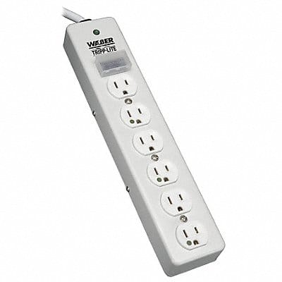 Surge Protector Strip 6 Outlet Gray