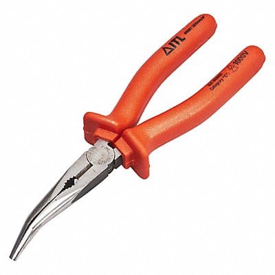 Bent Needle Nose Plier 6-1/4 L Serrated