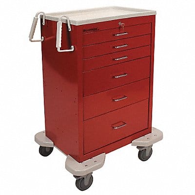 Emergency Cart 25x32x46 Red 6 Drawer