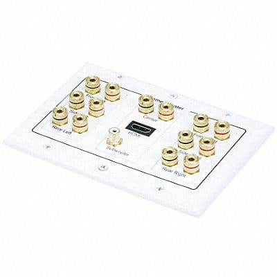 A/V Wallplate 3-Gang 7.1 Stereo White