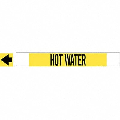 Pipe Marker Hot Water 4 in H 24 in W