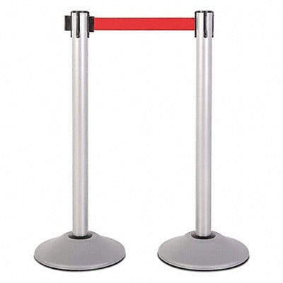 Steel Stanchion Silver 7.5ft Red Belt PR