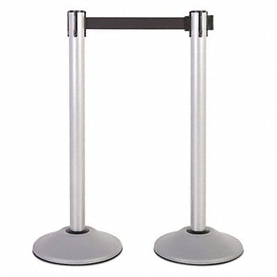 Steel Stanchion Silver 13ft Blk Belt PR