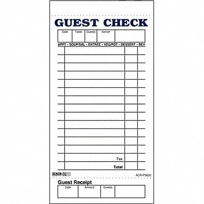 Guest Checks  Receipts PK50