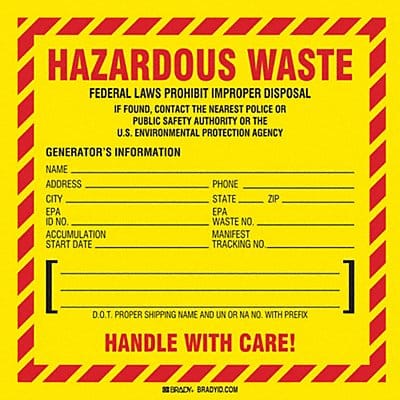 DOT Handling Label Waste 6 W PK100