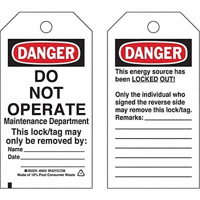 Danger Tag 5-3/4 x 3 In Cardstock PK25