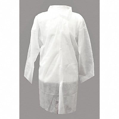 Disp. Lab Coat S Polypropylene Wht PK30