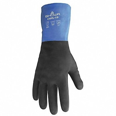 D0559 Chem Restnt Gloves Blue/Black Sz 9 PR