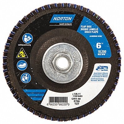 H5968 Fiber Disc 6 in Dia 5/8in Arbor P60 Grit