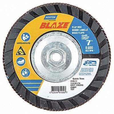 H5978 Fiber Disc 7 in Dia 5/8in Arbor 120 Grit