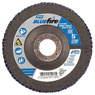 H7381 Fiber Disc 5 in Dia 7/8in Arbor P40 Grit