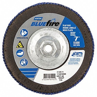 H7386 Fiber Disc 7 in Dia 5/8in Arbor P60 Grit