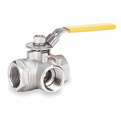 SS Ball Valve 3-Way FNPT x FNPT 3/4 in