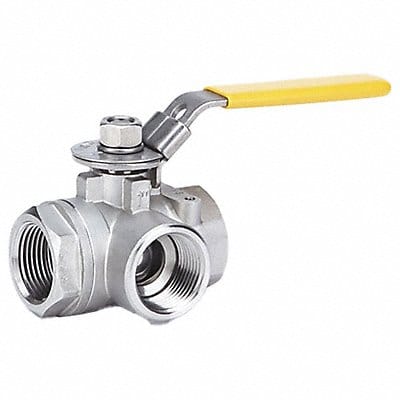 SS Ball Valve 3-Way FNPT x FNPT 1 in