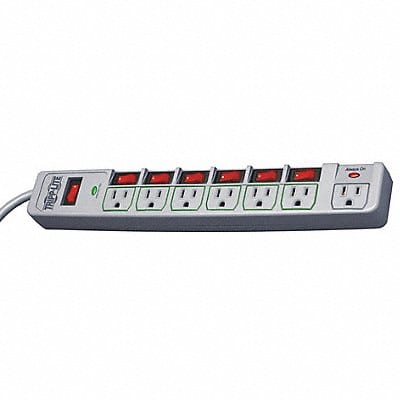 Surge Protector Strip 7 Outlet Gray