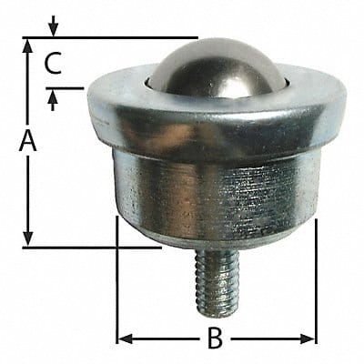 Ball Transfer Threaded Stud 5/8 Ball D