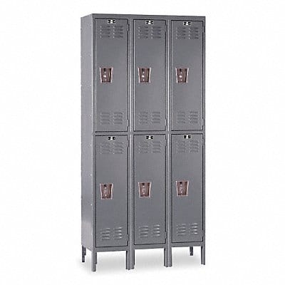 G3775 Wardrobe Locker Lvrd 3 Wide 2 Tier Gray