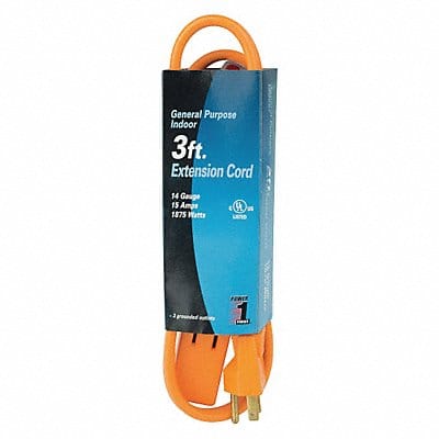 Extension Cord 3ft 14Ga 15A SPT-3 Orange