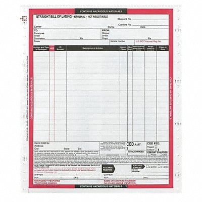 Hazmat Bill of Lading Forms Hazmat PK500