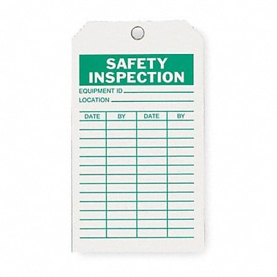 Saf Inspection Tag 7 x 4 In Grn/Wht PK10