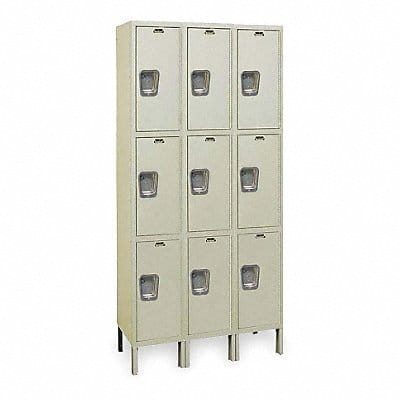 K4126 Wrdrb Lockr Solid 3 Wide 3 Tier Tan