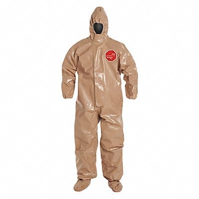 Hooded Coveralls Tan M Elastic PK6