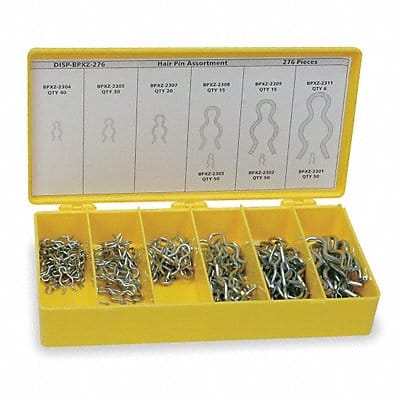 Hairpin Clip Asst Zinc 276 Pcs 9 Sizes