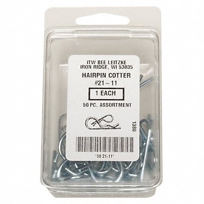 Hairpin Cotter Asst Zinc 50 Pcs 5 Sizes