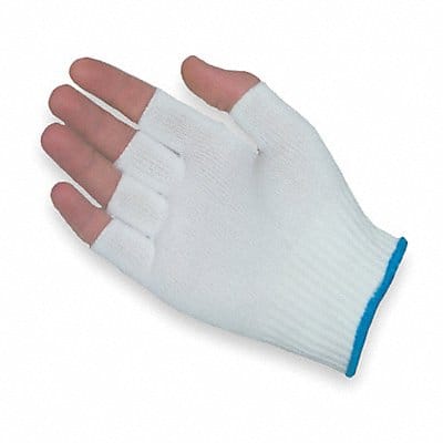 Fingerless Glove Liner White Nylon PK12