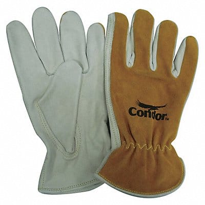 H6336 Leather Gloves Brown/White M PR