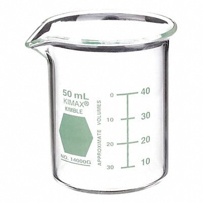 Beaker 50 mL 53 mm H 42 mm Dia PK12