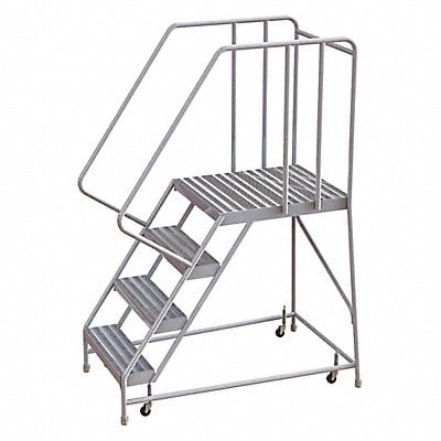 Rolling Ladder 4 Step Aluminum Ribbed