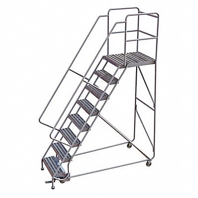 Rolling Ladder 8 Step Aluminum Ribbed