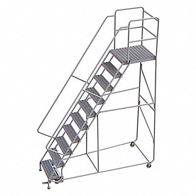 Rolling Ladder 10 Step Aluminum Serrated