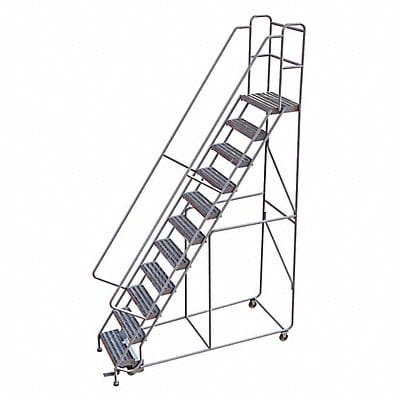 Rolling Ladder 11 Step Aluminum Ribbed