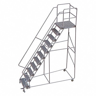 Rolling Ladder 11 Step Aluminum Serrated