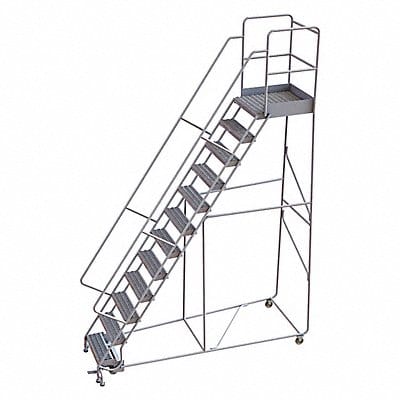 Rolling Ladder 12 Step Aluminum Serrated