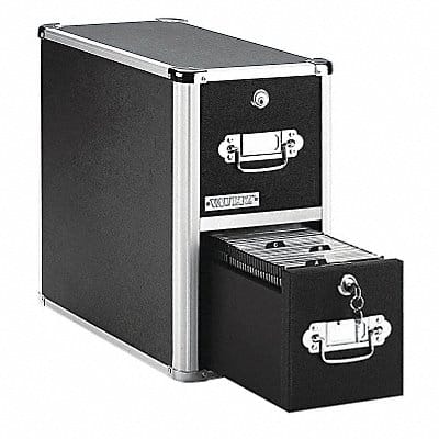 CD/DVD File w/Lock 2-Drawer Black