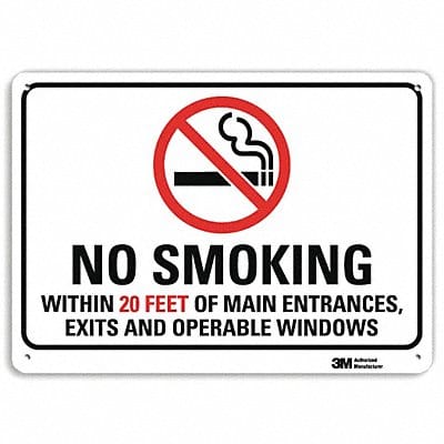 No Smoking Sign 7 in x 10 in Aluminum